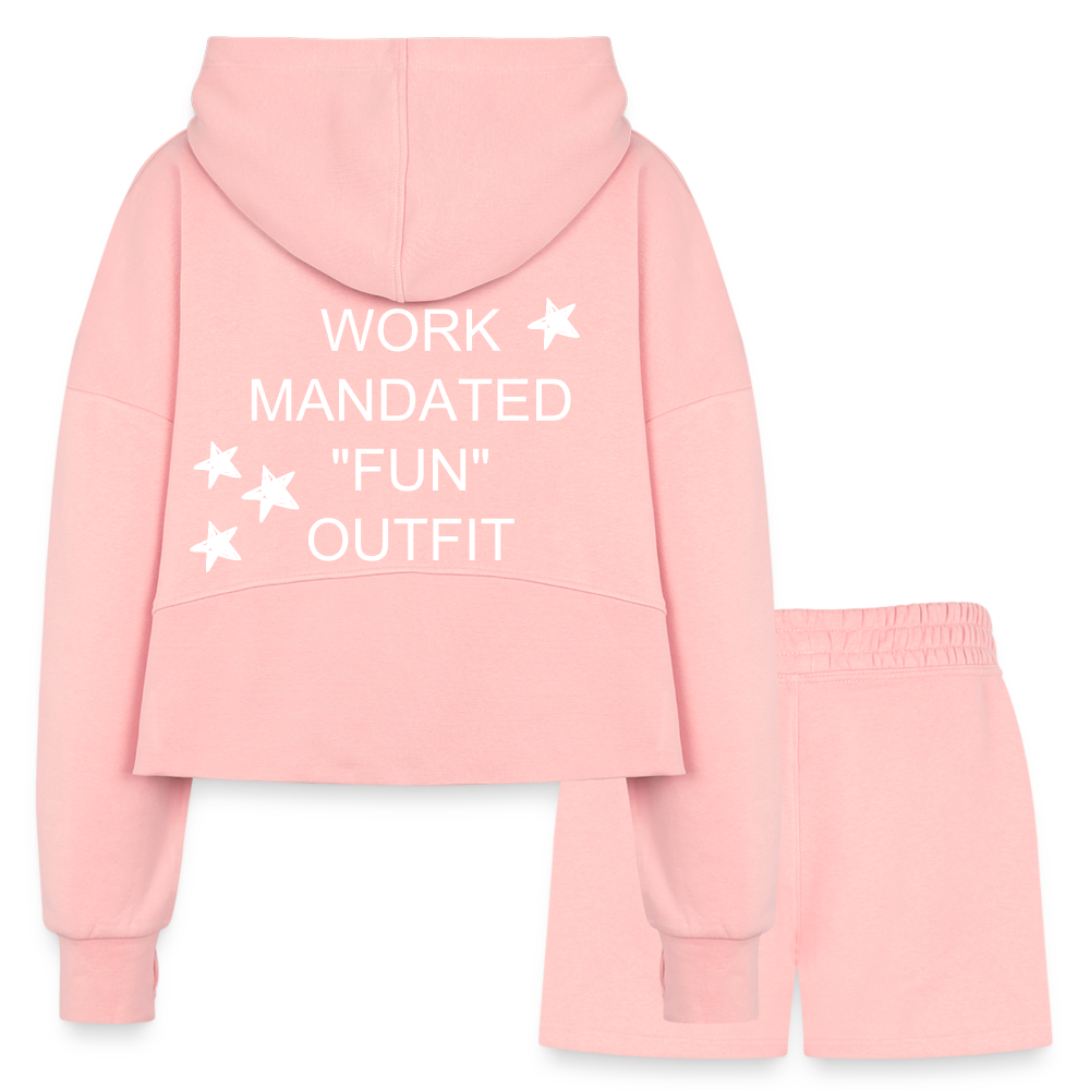 Women’s Cropped Hoodie & Jogger Short Set - light pink