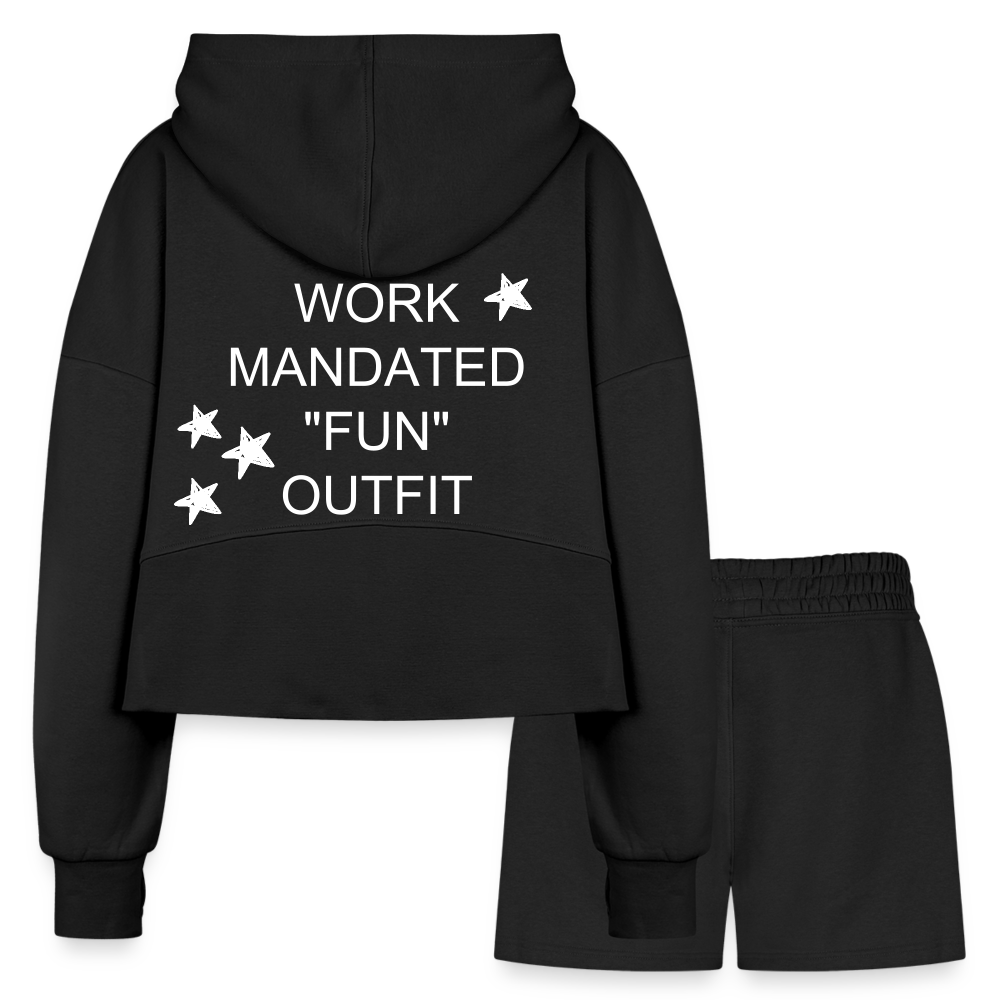 Women’s Cropped Hoodie & Jogger Short Set - black