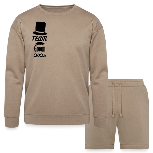 Bella + Canvas Unisex Sweatshirt & Short Set - Team Groom 2025 - tan