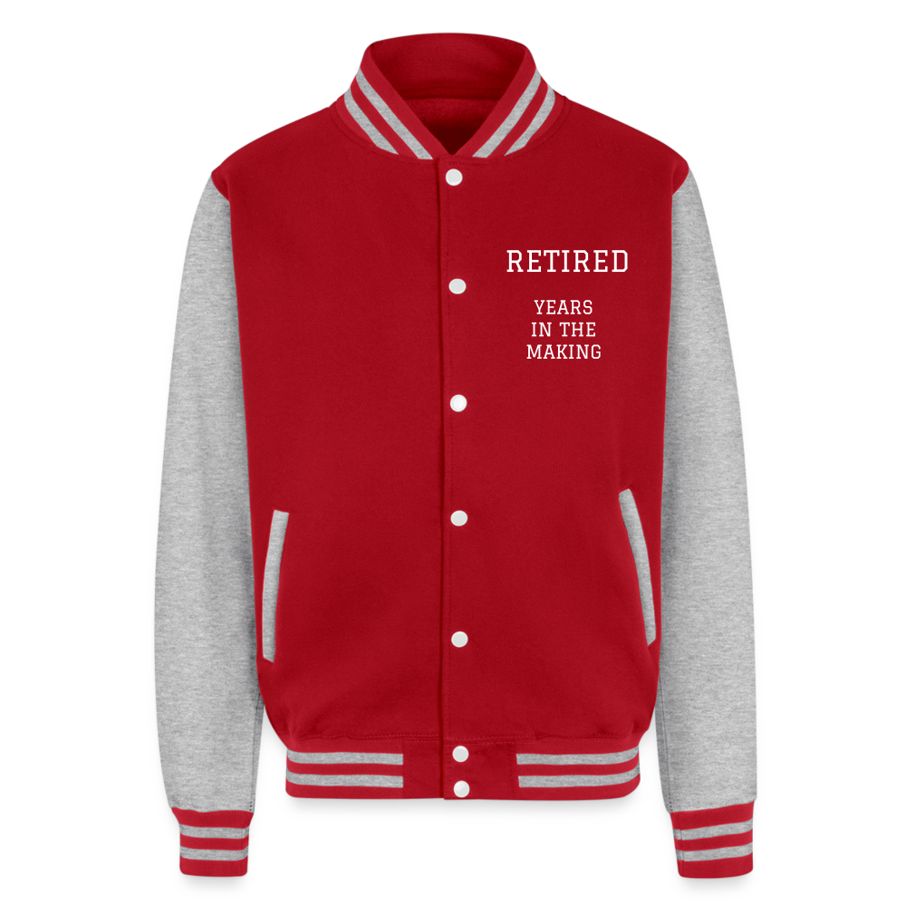 Just Hoods Heavyweight Letterman Jacket - red/heather grey