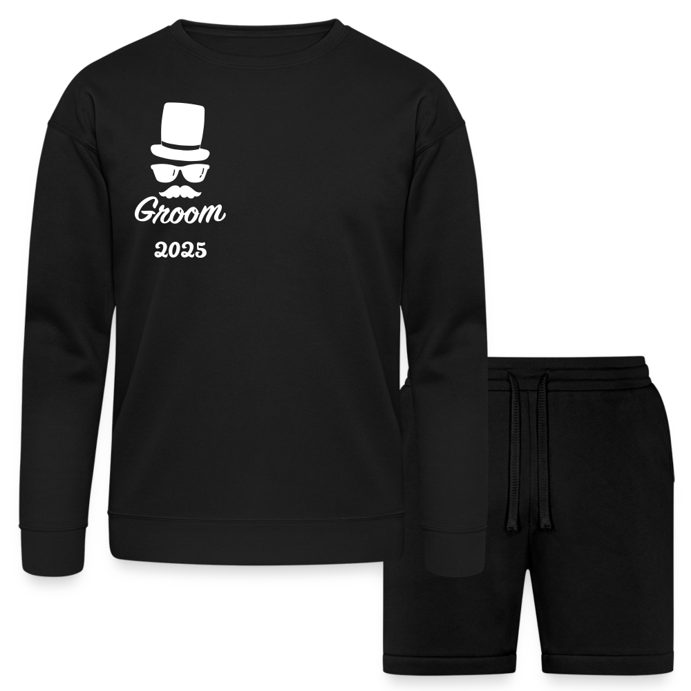 Bella + Canvas Unisex Sweatshirt & Short Set - Groom 2025 - black