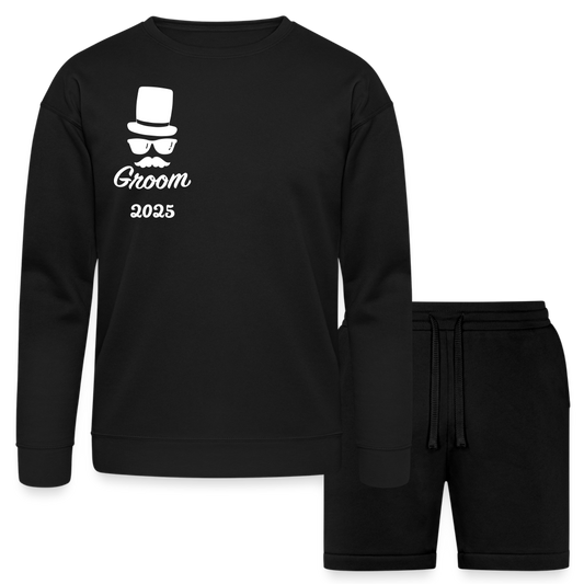 Bella + Canvas Unisex Sweatshirt & Short Set - Groom 2025 - black