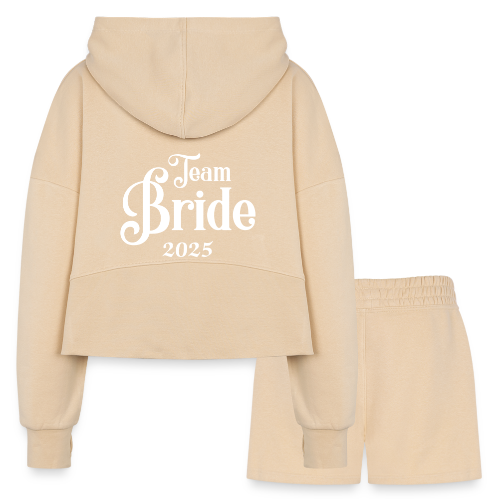 Women’s Cropped Hoodie & Jogger Short Set - Team Bride 2025 - nude