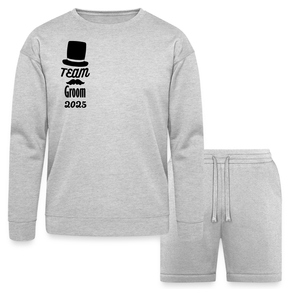 Bella + Canvas Unisex Sweatshirt & Short Set - Team Groom 2025 - heather gray