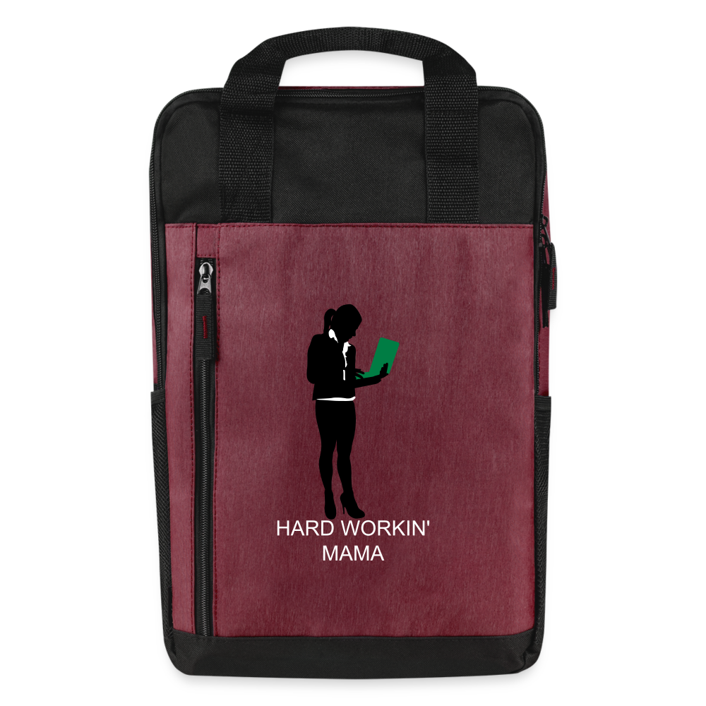 Laptop Backpack - Hard working mama - heather burgundy/black