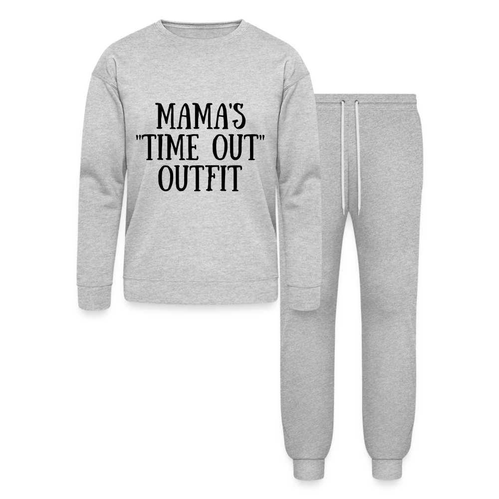 Bella + Canvas Unisex Lounge Wear Set - Mama's Time Out Outfit - heather gray