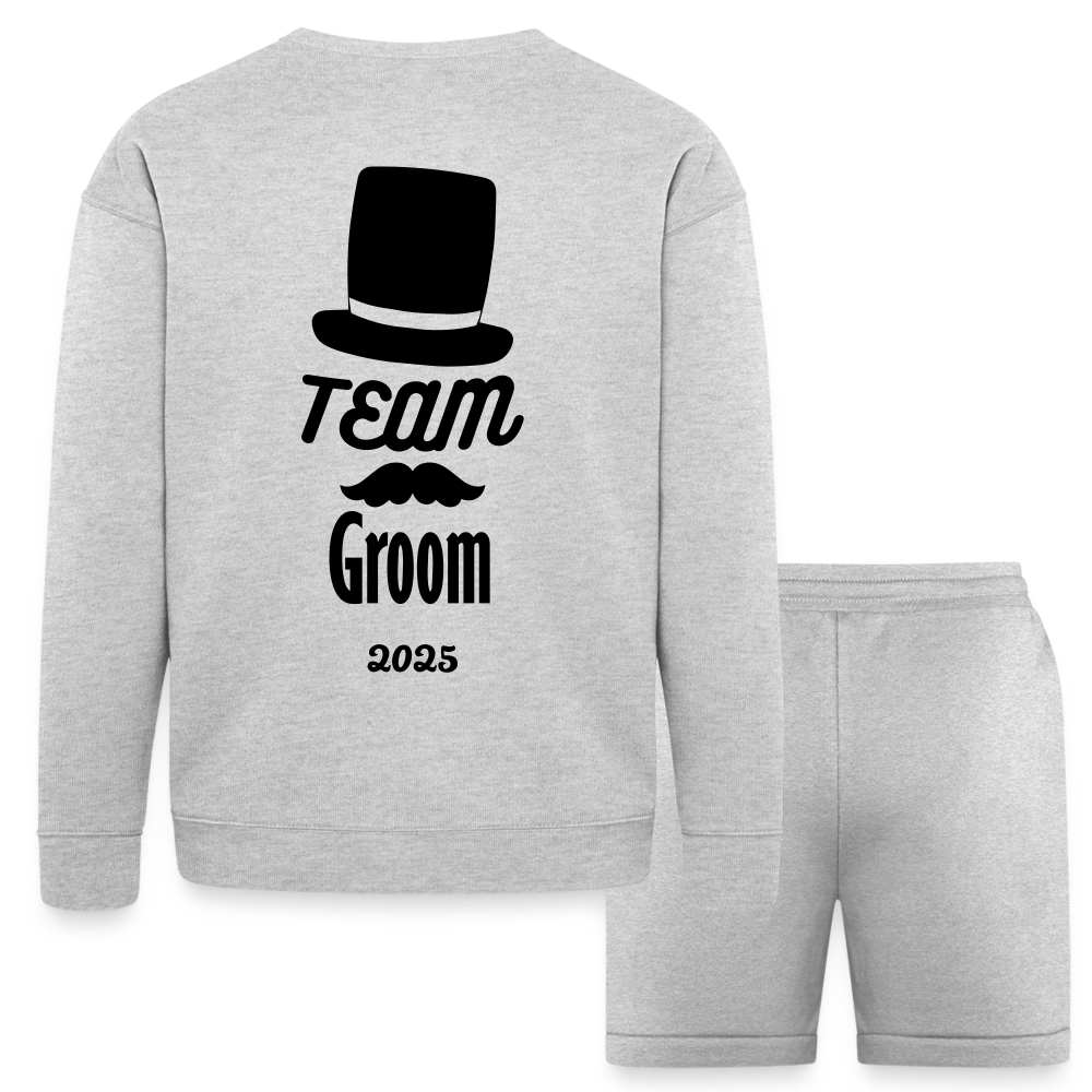 Bella + Canvas Unisex Sweatshirt & Short Set - Team Groom 2025 - heather gray