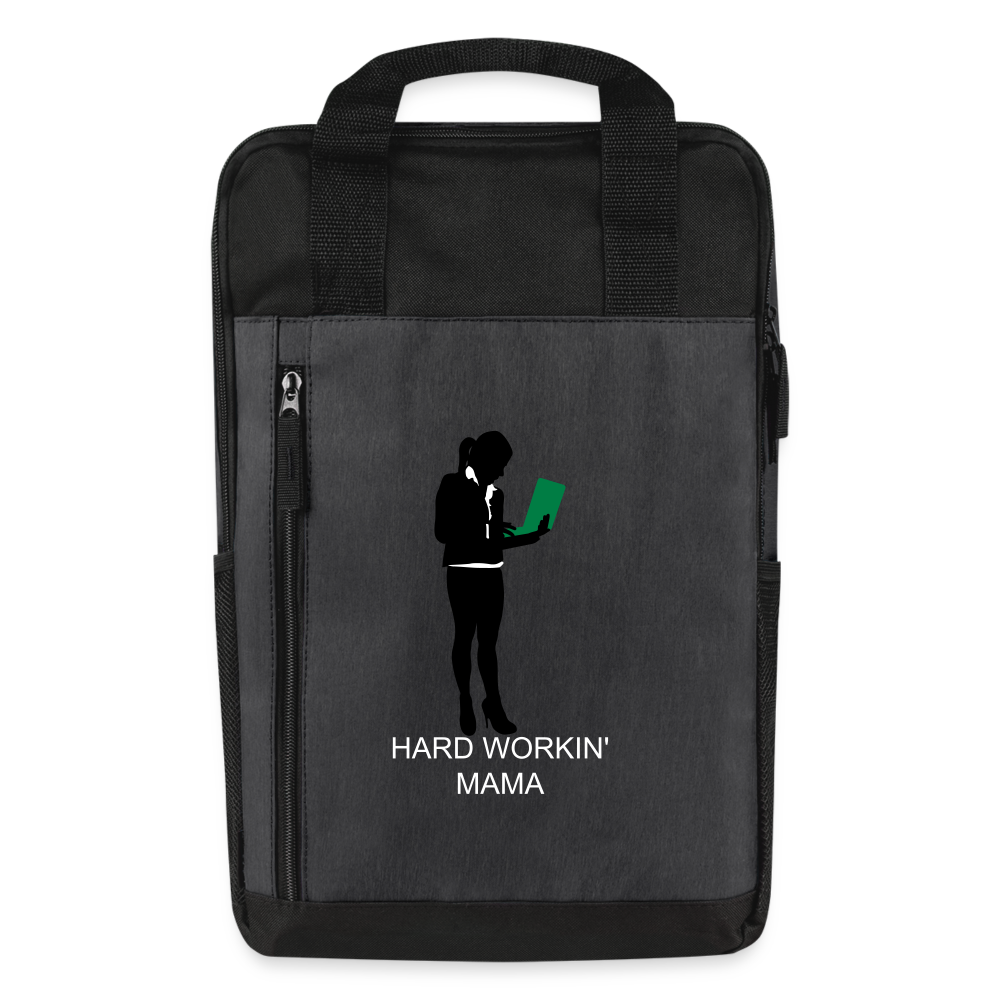 Laptop Backpack - Hard working mama - heather dark gray/black